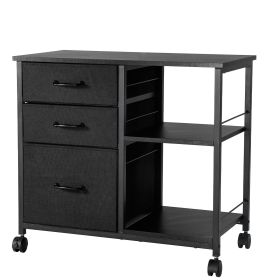 VEVOR Metal File Cabinet, Mobile Filing Cabinet with 3 Fabric Drawers and 2 Open Shelves