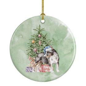 NEW Bull Terrier Tricolor Christmas Presents and Tree Ceramic Ornament Christmas Tree Hanging Decorations for Home Christmas Holiday, Party, Gift