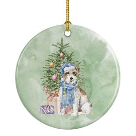 Jack Russell Terrier Wire Christmas Presents and Tree Ceramic Ornament Christmas Tree Hanging Decorations for Home Christmas Holiday, Party, Gift