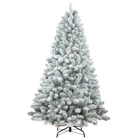 6Ft Artificial Tree, White Flocked pine Premium Christmas Tree, 888 Realistic PE&PVC Mixed Tips