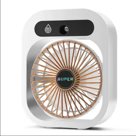 Air Conditioning Fan Desk Misting Fan Air Cooler Cooling USB Rechargeable Humidifier Portable Spray Fan With 3 Wind Speeds Mist Fan For Home (Option: white)