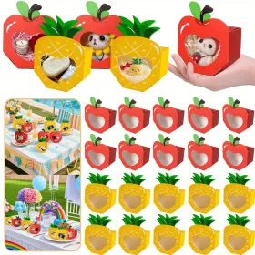 20 Pcs Summer Party 3D Treat Boxes With Clear Window Cute Mini Party Favor Bags Apple Pineapple Shaped 2 Styles Cookie Box For Pool Wedding Chris (Option: 20Pcs)
