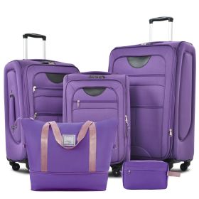Softside Luggage Expandable 3 Piece Set Suitcase with Duffel Bag Upright Spinner Softshell Lightweight Luggage Travel Set (Color: as Pic)